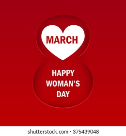 8 March international women's day background. Greeting card template. Vector illustration.