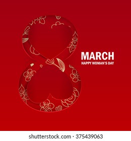 8 March international women's day background. Greeting card template. Vector illustration.