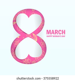 8 March international women's day background. Greeting card template. Vector illustration.
