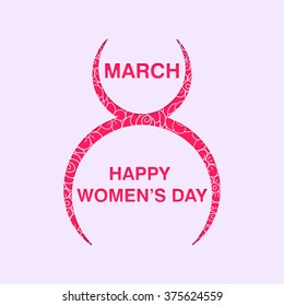 8 March international women's day background. Greeting card template. Vector illustration.