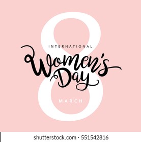 8 March International Women's Day design with handwritten lettering