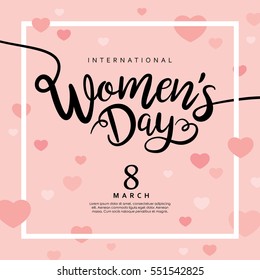 8 March International Women's Day design with handwritten lettering