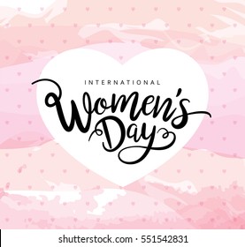 8 March International Women's Day design with handwritten lettering