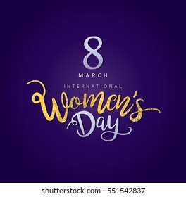 8 March International Women's Day design with handwritten lettering