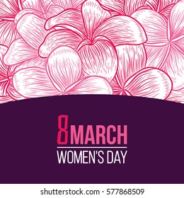 8 March, International Women's Day, spring, flowers background. Vector illustration