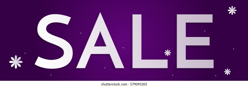 8 March, International Women's Day web banner sale ad. Design template for women's goods on purple background with flower.