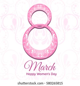8 March, International Women's Day, greeting card. EPS10 vector illustration.