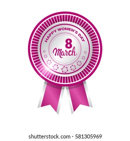 8 March International Womens Day Greeting Card Icon Flat Vector Illustration