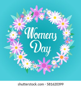 8 March International Womens Day Greeting Card Flat Vector Illustration