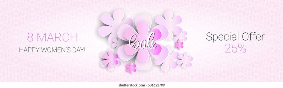 8 March International Womens Day Sale Shopping Discount Flat Vector Illustration