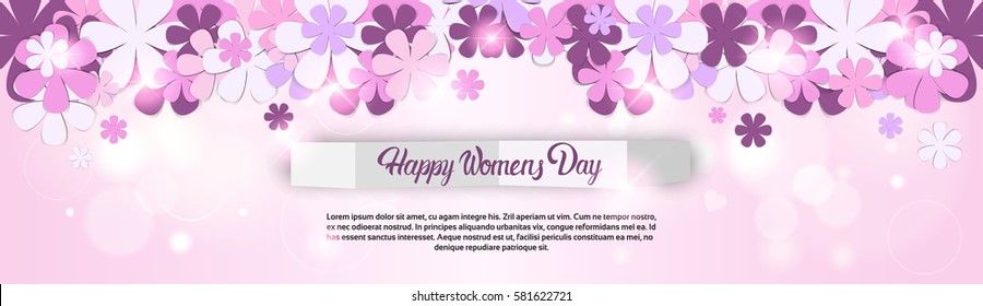 8 March International Womens Day Greeting Card Flat Vector Illustration