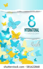 8 March International Womens Day Greeting Card Flat Vector Illustration