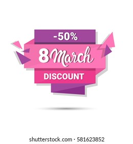 8 March International Womens Day Sale Shopping Discount Flat Vector Illustration