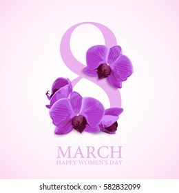 8 March, International Women's Day, greeting card. Vector illustration.