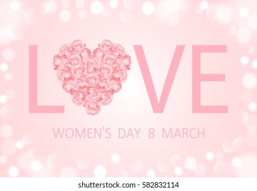 8 March, International Women's Day, greeting card. Vector illustration.