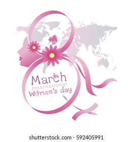 8 march International women's day design on white background vector illustration