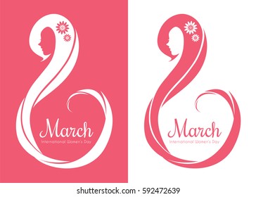 8 march, International women's day. Symbol or icon of womens day. Vector illustration.