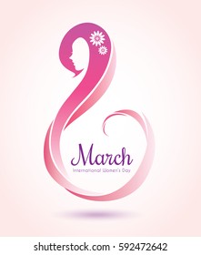 8 March, International Women's Day. Symbol Or Icon Of Womens Day. Vector Illustration.