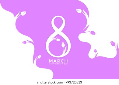 8 March. International Women's Day. Greeting card with flowers 