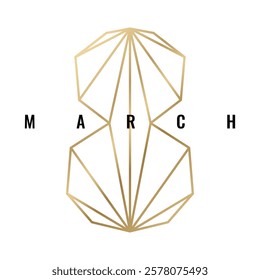 8 March logo concept made from lines. Design for flyer, postcard, poster or banner. International Womens Day emblem.