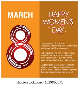 8 March logo vector design with international women's day background
