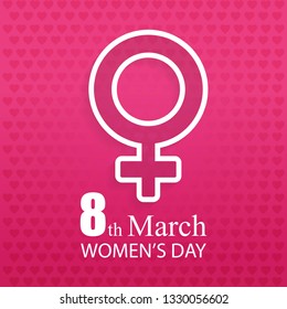 8 March logo vector design with international women's day background