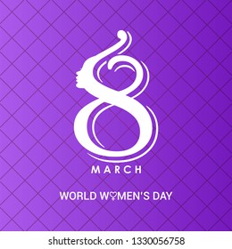 8 March logo vector design with international women's day background