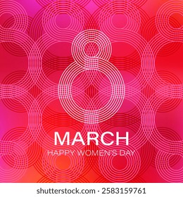 8 March modern card template. Line style number 8 design.  lnternational Women's Day holiday graphic design. Vector illustration.