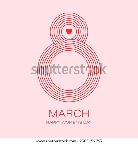 8 March modern card template. Line style number 8 design.  lnternational Women's Day holiday graphic design. Vector illustration.