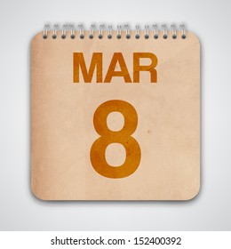 8 March on Old Notebook Vector