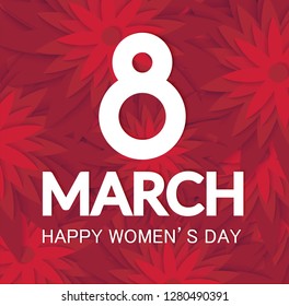 8 March, paper cut flower.Womens day greetings card.Vector illustration