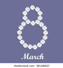 8 March paper greating violet card