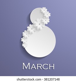 8 March paper greating violet card