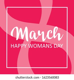 8 March. pink Floral Greeting card. International Happy Women's Day. Paper cut flower pink holiday background with Square Frame and space for text. Trendy Design Template. Vector illustration