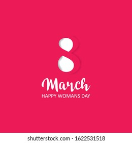 8 March. pink Greeting card. International Happy Women's Day. Paper cut flower pink background and space for text. Trendy Design Template. Vector illustration