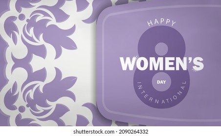 8 march purple holiday flyer with vintage white pattern