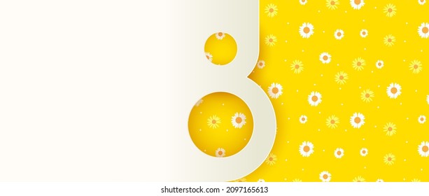 8 March sale banner Background Design. Template  for advertising, web, social media and fashion ads. Poster, flyer, greeting card, header for website  Vector Illustration. 