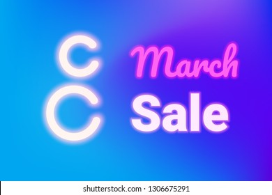 8 march sale. neon light letter. bright vector illustration