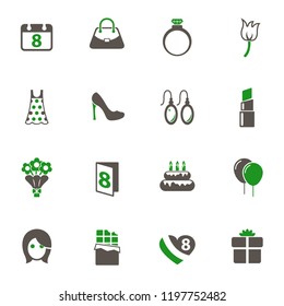 8 march simple vector icons in two colors