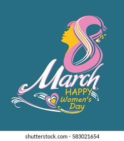 8 March. Stylish vector card. Happy women's day.