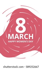 8 March trendy happy womens day postcard red and white greetings card