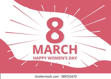 8 March trendy happy womens day postcard red and white greetings card