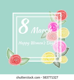 8 March. Vector card for International women's day. Also template can be used as a greeting card. invitation, birthday card, sales information background and etc.