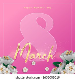 8 March vector design with international women's day background. Minimalistic design for international women's day concept.Vector illustration