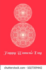 8 March vector design. Simple illustration for International Women's Day card, poster, banner with space for text. Paper cutting eight number.
