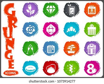 8 March vector grunge icons for user interface design