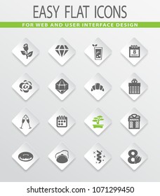 8 March vector icons for user interface design