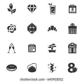 8 March vector icons for user interface design