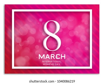 8 March Vector illustration Poster template in paper cut style with the inscription 8 March International Women's Day on creative background