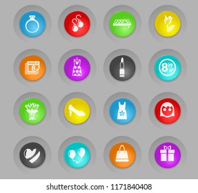 8 march web colored plastic round buttons icons for user interface design